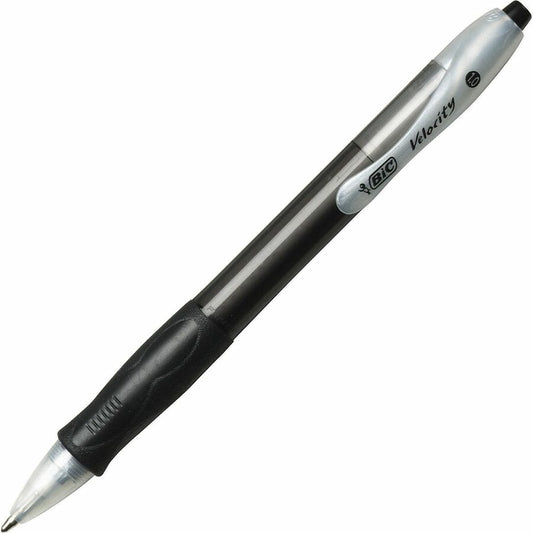 BIC Retractable Ballpoint Pens - Refillable - Retractable - Black Ink - Transparent Black Barrel - 12 / Dozen