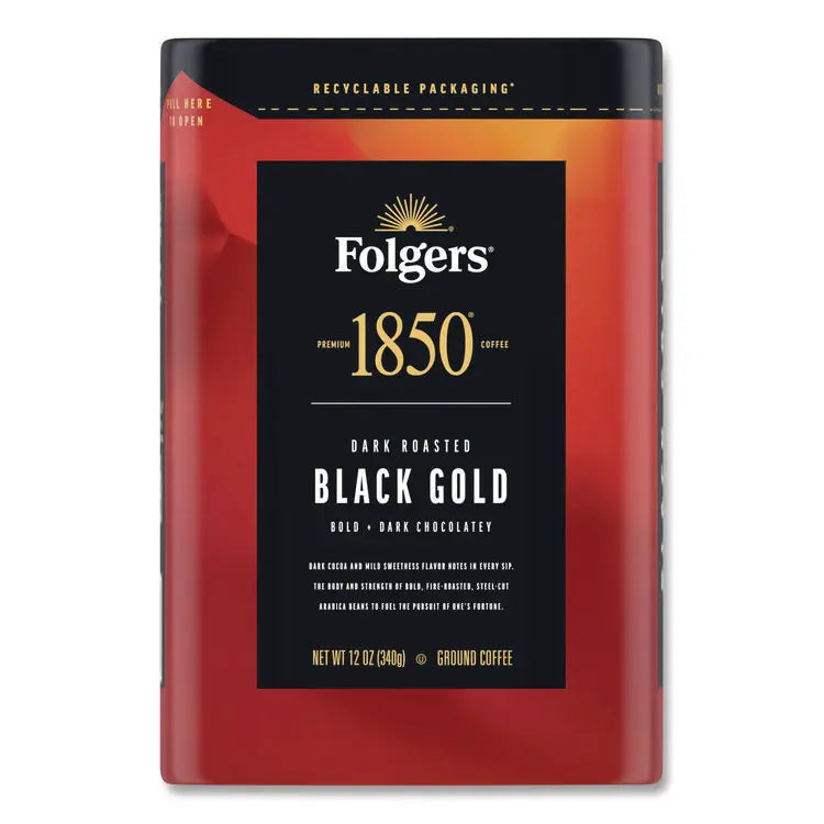 1850 Black Gold Roast Ground Coffee, 12 oz Canister (FOL12722EA)
