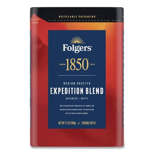 1850 Expedition Blend Roast Ground Coffee, 12 oz Canister (FOL93312EA)