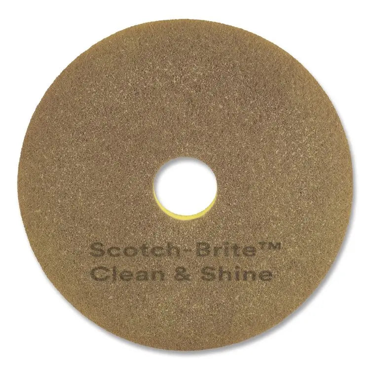 3M/COMMERCIAL TAPE DIV. Clean and Shine Pad, 14" Diameter, Brown/Yellow, 5/Carton (MMM09548)