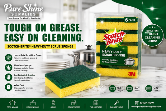 Scotch-Brite® Heavy-Duty Scrub Sponge, 4.5 x 2.7, 0.6" Thick, Yellow/Green, 6/Pack