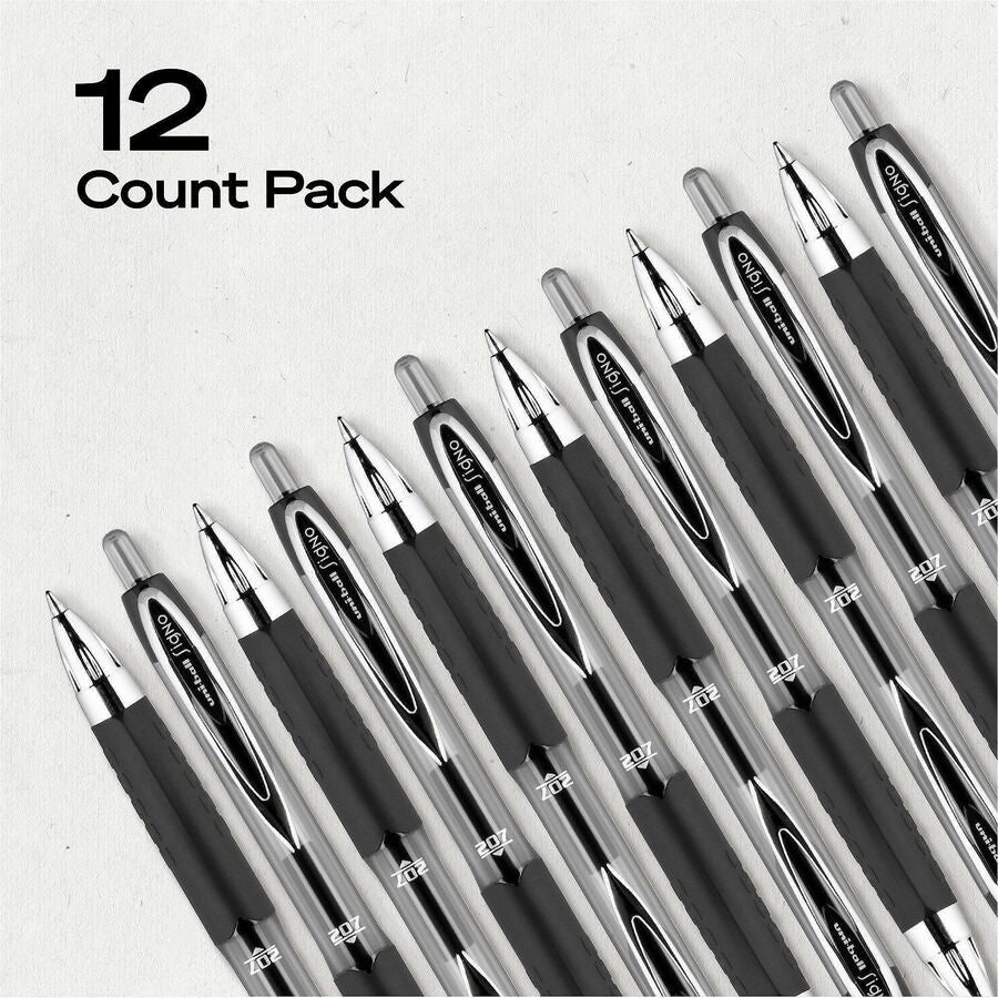 uniball™ 207 Gel Pen - Refillable - Retractable - Black Ink - Pigment-based - Translucent Barrel - 12 / Dozen