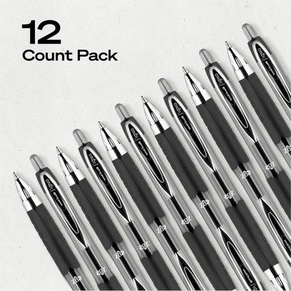 uniball™ 207 Gel Pen - Refillable - Retractable - Black Ink - Pigment-based - Translucent Barrel - 12 / Dozen