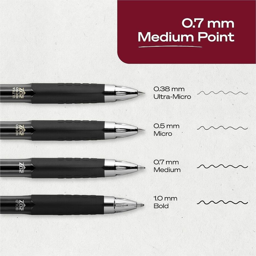 uniball™ 207 Gel Pen - Refillable - Retractable - Black Ink - Pigment-based - Translucent Barrel - 12 / Dozen