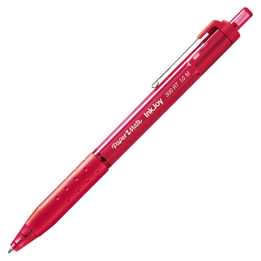 Paper Mate Inkjoy 300 RT Ballpoint Pens - Retractable - Red Ink - Red Barrel - 12 / Dozen