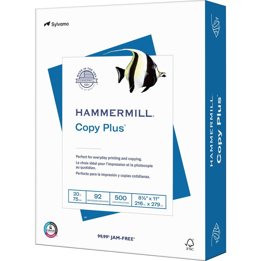 Hammermill Copy Plus Paper - White - 92 Brightness - Letter - 8 1/2" x 11" - 20 lb Basis Weight - Acid-free, Quick Drying - White - 500 / Ream Product Tour