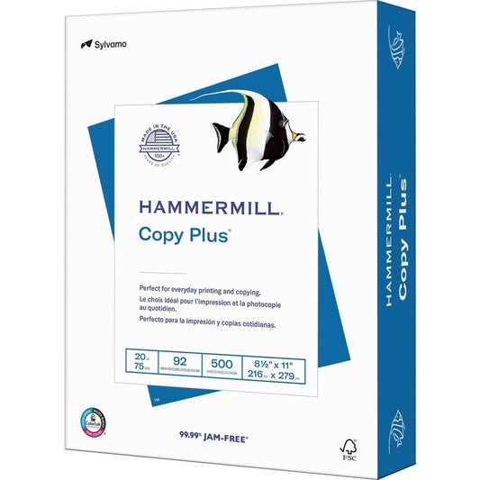 Hammermill Copy Plus Paper - White - 92 Brightness - Letter - 8 1/2" x 11" - 20 lb Basis Weight - Acid-free, Quick Drying - White - 500 / Ream Product Tour