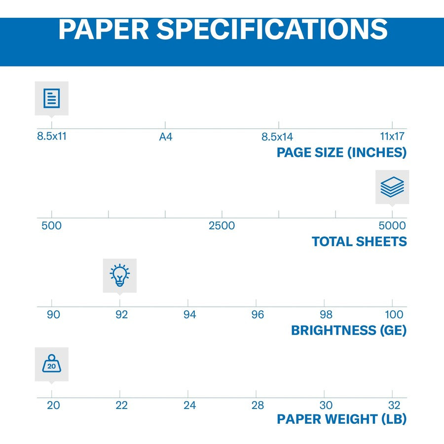Hammermill Copy Plus Paper - White - 92 Brightness - Letter - 8 1/2" x 11" - 20 lb Basis Weight - Acid-free, Quick Drying - White - 500 / Ream Product Tour