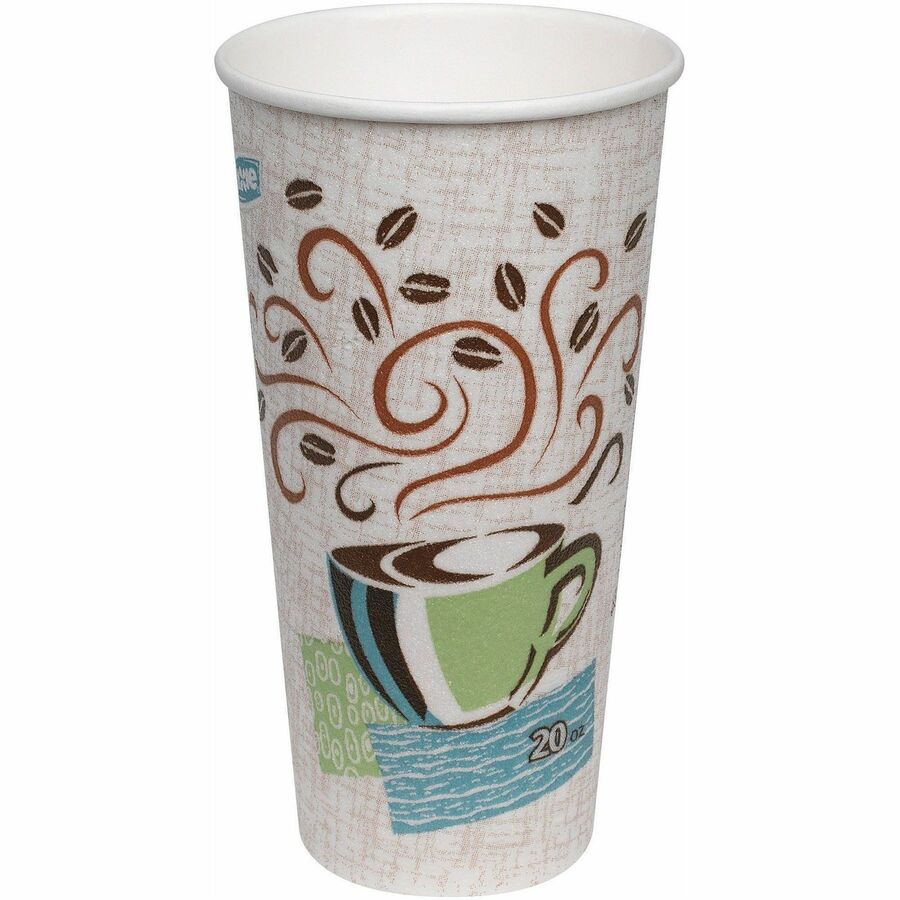 Dixie PerfecTouch 20 oz Insulated Paper Hot Coffee Cups by GP Pro - Coffee Haze - 20 fl oz - White, Green, Brown - Paper - Hot Drink - 25/Pack - 20 / Carton