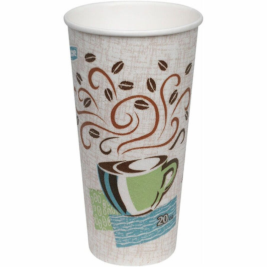 Dixie PerfecTouch 20 oz Insulated Paper Hot Coffee Cups by GP Pro - Coffee Haze - 20 fl oz - White, Green, Brown - Paper - Hot Drink - 25/Pack - 20 / Carton