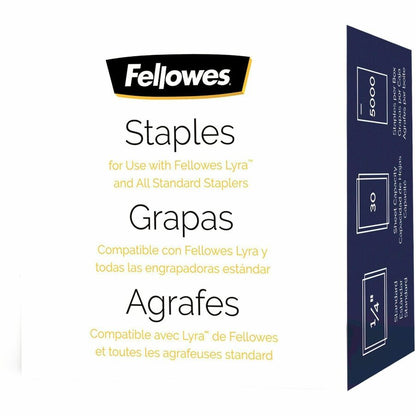 Fellowes 5000pk Half-Strip Standard Staples - 1/4" - for Paper - Easy to Use - Silver - Nickel - 5000 / Pack