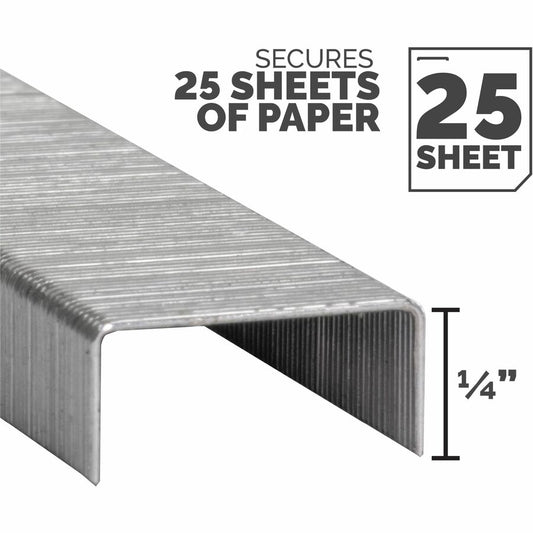 Fellowes 5000pk Half-Strip Standard Staples - 1/4" - for Paper - Easy to Use - Silver - Nickel - 5000 / Pack
