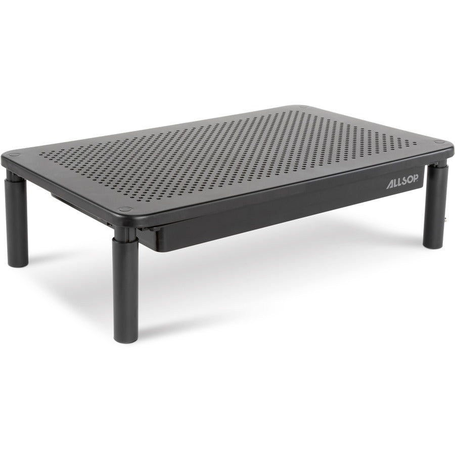 Allsop Metal Art Tri-Level Monitor Stand - Up to 27" Screen Support - 30 lb Load Capacity - Powder Coated - Metal - Black - 1 Each