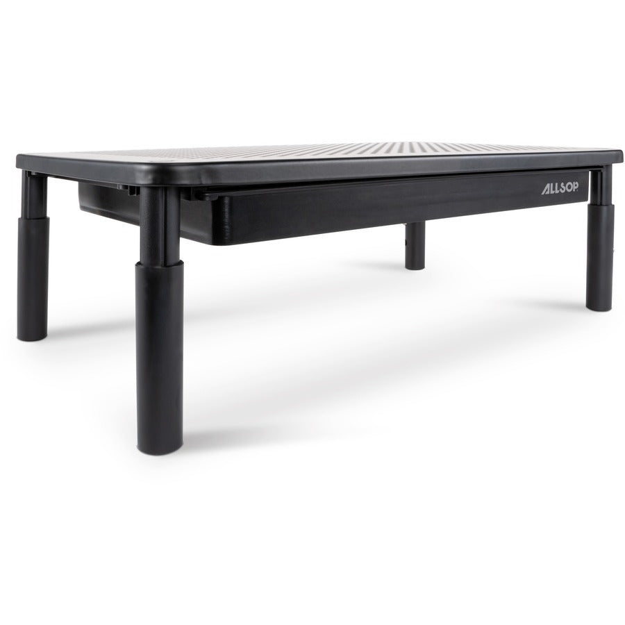 Allsop Metal Art Tri-Level Monitor Stand - Up to 27" Screen Support - 30 lb Load Capacity - Powder Coated - Metal - Black - 1 Each