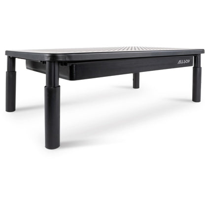Allsop Metal Art Tri-Level Monitor Stand - Up to 27" Screen Support - 30 lb Load Capacity - Powder Coated - Metal - Black - 1 Each