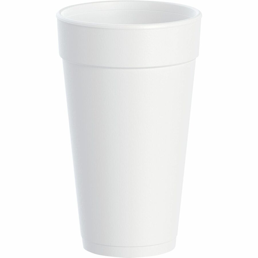 Dart J Cup 20 oz Insulated Foam Cups - 20 fl oz - Round - White - Foam - Beverage, Coffee, Cappuccino, Soft Drink, Juice, Hot Drink, Cold Drink, Iced Tea, Smoothie - 20/Pack - 25 / Carton