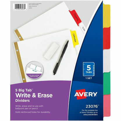 Avery® B/W Print Table of Contents Tab Dividers - 5 x Divider(s) - 1-5 - 5 Tab(s)/Set - 8.5" Divider Width x 11" Divider Length - 3 Hole Punched - White Paper Divider - Black Paper, White Tab(s) - 5 / Set