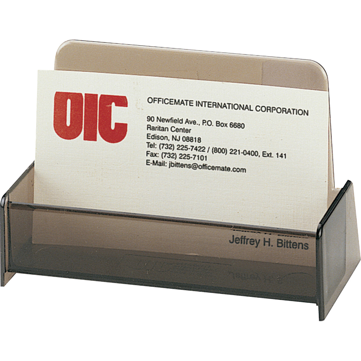 Officemate Business Card Holders - 1.9" Height x 3.9" Width x 2.4" Depth - Plastic - Smoke - 1 Each