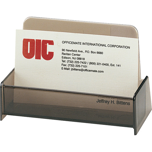 Officemate Business Card Holders - 1.9" Height x 3.9" Width x 2.4" Depth - Plastic - Smoke - 1 Each