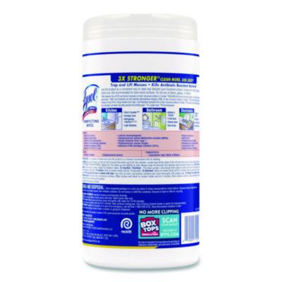 LYSOL® Brand Disinfecting Wipes, 1-Ply, Lemon and Lime Blossom, White, 80 Wipes/Canister