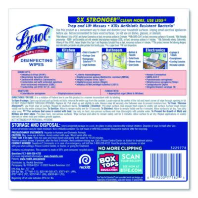 LYSOL® Brand Disinfecting Wipes, 1-Ply, Lemon and Lime Blossom, White, 80 Wipes/Canister