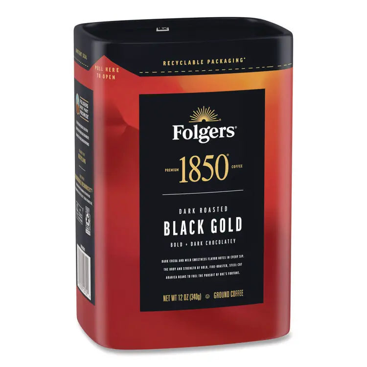 1850 Black Gold Roast Ground Coffee, 12 oz Canister (FOL12722EA)