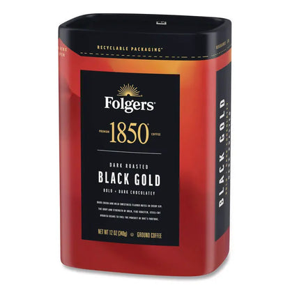 1850 Black Gold Roast Ground Coffee, 12 oz Canister (FOL12722EA)