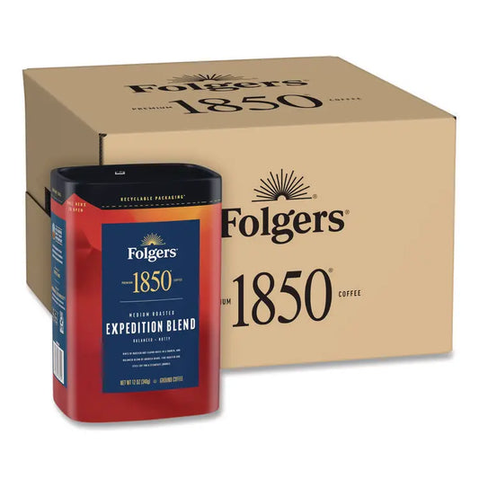 1850 Expedition Blend Roast Ground Coffee, 12 oz Canister, 6/Carton (FOL93312)