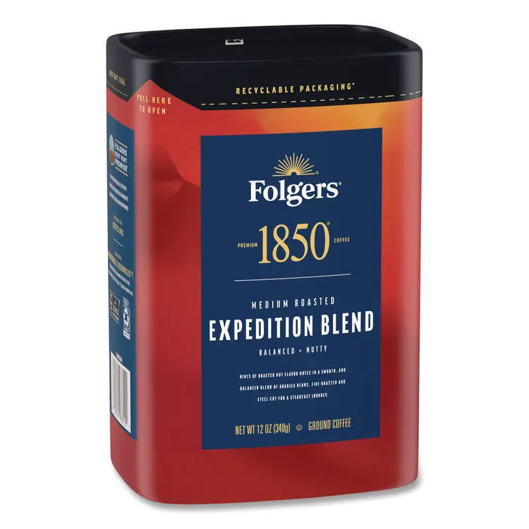 1850 Expedition Blend Roast Ground Coffee, 12 oz Canister (FOL93312EA)