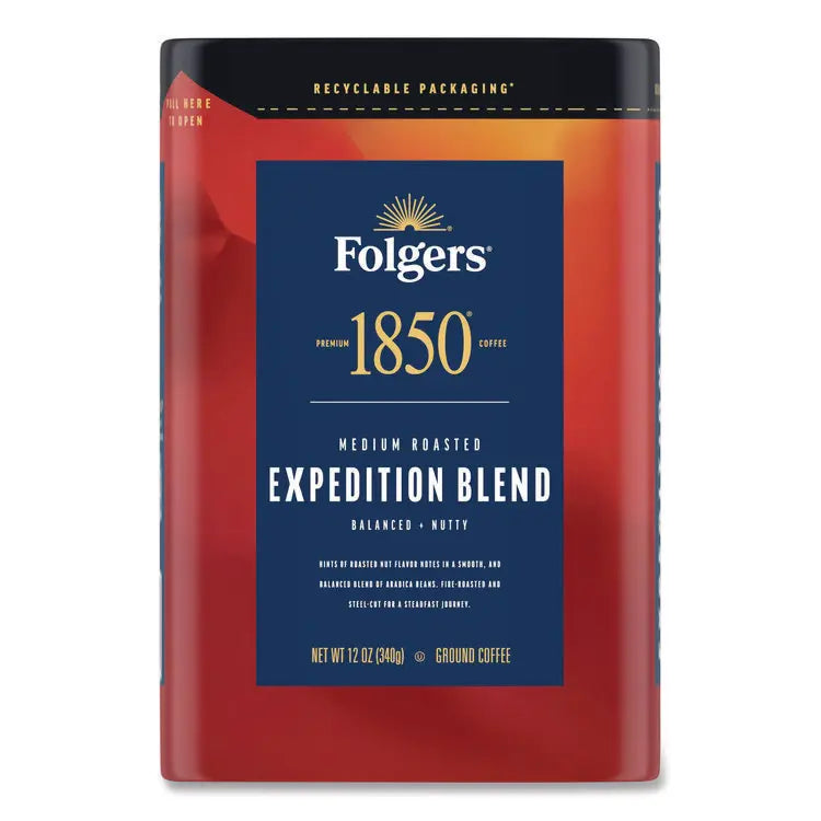 1850 Expedition Blend Roast Ground Coffee, 12 oz Canister (FOL93312EA)