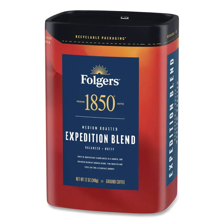 1850 Expedition Blend Roast Ground Coffee, 12 oz Canister (FOL93312EA)