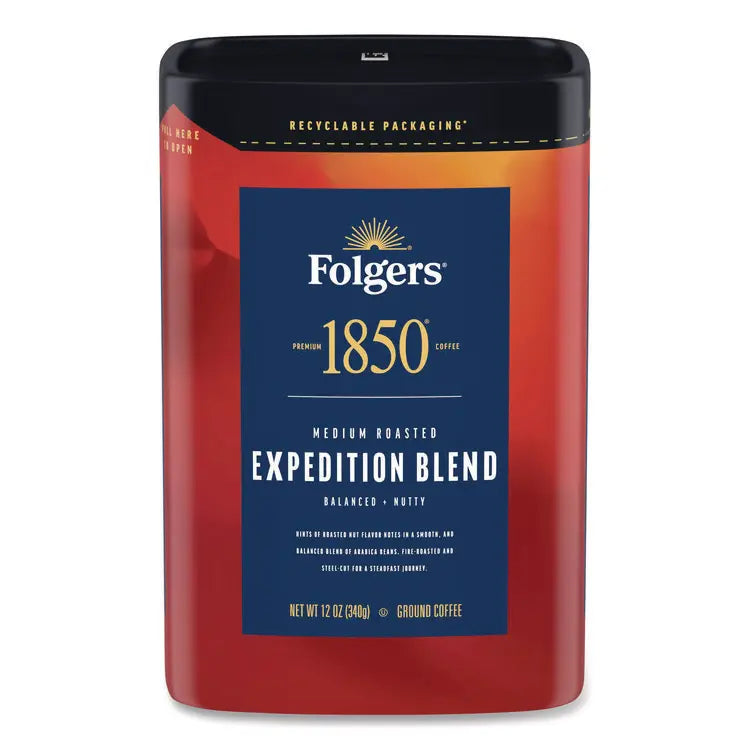 1850 Expedition Blend Roast Ground Coffee, 12 oz Canister (FOL93312EA)
