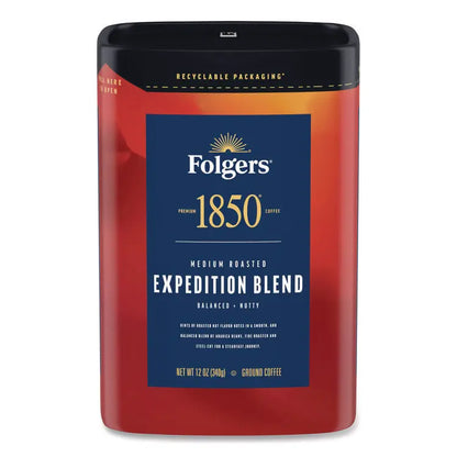 1850 Expedition Blend Roast Ground Coffee, 12 oz Canister (FOL93312EA)