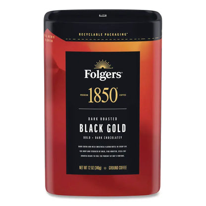1850 Black Gold Roast Ground Coffee, 12 oz Canister, 6/Carton (FOL12722)