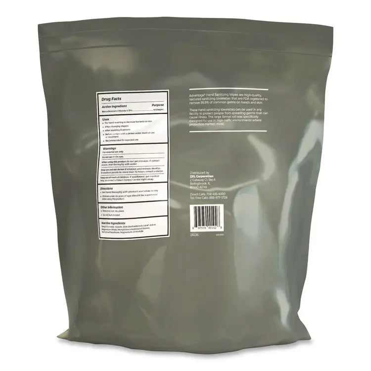 2XL Gym Wipes Advantage, 1-Ply, 6 x 8, Unscented, White, 900/Roll, 4 Rolls/Carton (TXLL36R)