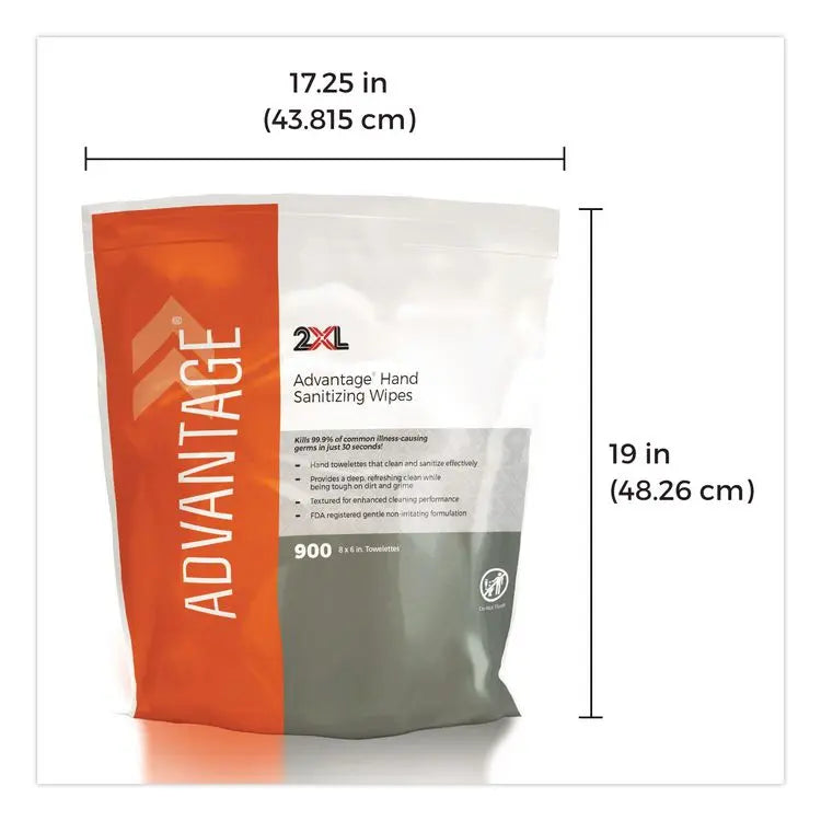 2XL Gym Wipes Advantage, 1-Ply, 6 x 8, Unscented, White, 900/Roll, 4 Rolls/Carton (TXLL36R)