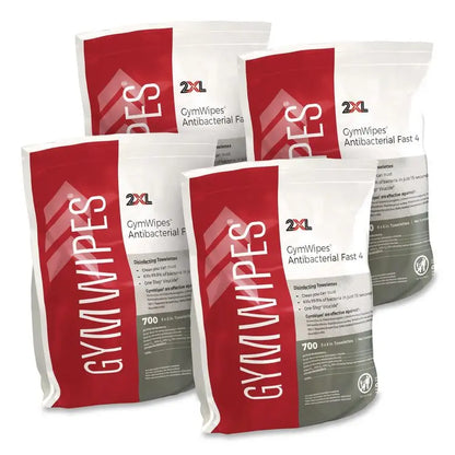2XL Antibacterial Gym Wipes Refill, 1-Ply, 6 x 8, Unscented, White, 700 Wipes/Pack, 4 Packs/Carton (TXLL101)