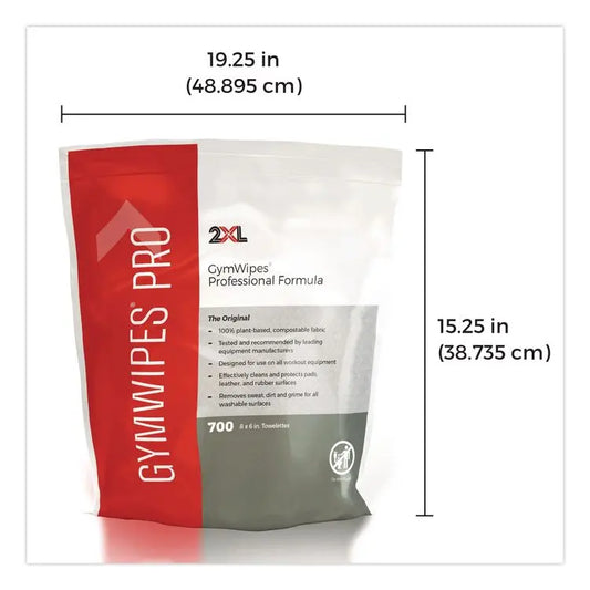 2XL Gym Wipes Professional, 1-Ply, 6 x 8, Unscented, White, 700/Pack, 4 Packs/Carton (TXLL38)