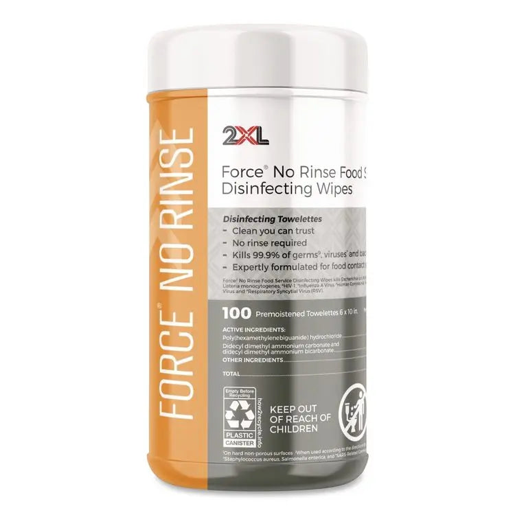 2XL Food Service No Rinse Surface Sanitizing Wipes, 1-Ply, 6 x 8, White, 100/Roll, 6 Rolls/Carton (TXL447)