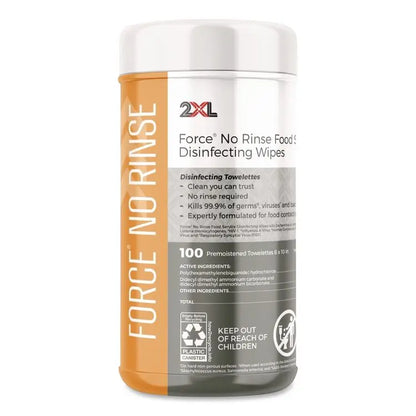 2XL Food Service No Rinse Surface Sanitizing Wipes, 1-Ply, 6 x 8, White, 100/Roll, 6 Rolls/Carton (TXL447)