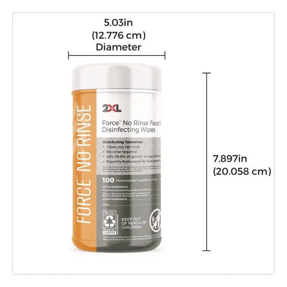 2XL Food Service No Rinse Surface Sanitizing Wipes, 1-Ply, 6 x 8, White, 100/Roll, 6 Rolls/Carton (TXL447)