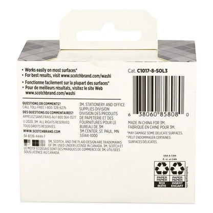3M/COMMERCIAL TAPE DIV. Washi Tape, Solid Earth, 0.39" x 7.69 yd, Assorted Colors/Finishes, 8 Rolls/Pack (MMMC10178SOL3)