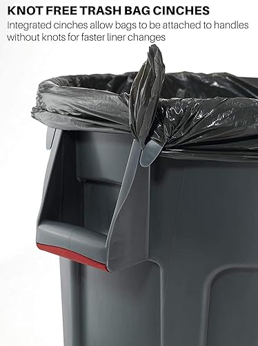Rubbermaid Commercial Products Brute Heavy-Duty Round Trash/Garbage Can with Venting Channels - 44 Gallon - Gray (Pack of 2)