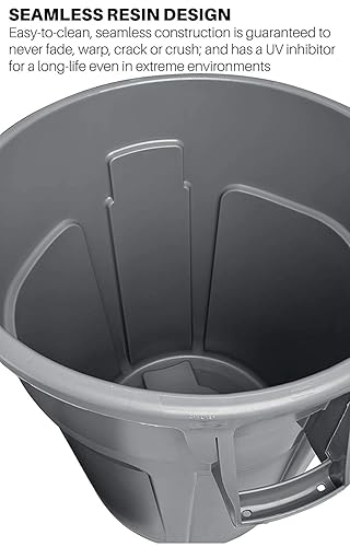 Rubbermaid Commercial Products Brute Heavy-Duty Round Trash/Garbage Can with Venting Channels - 44 Gallon - Gray (Pack of 2)