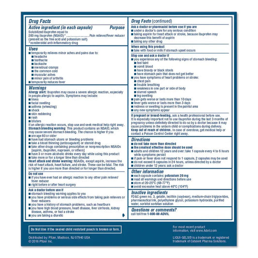 Advil Liqui-Gels, Two-Pack, 50 Packs/Box (PFYBXAVLQG50BX)