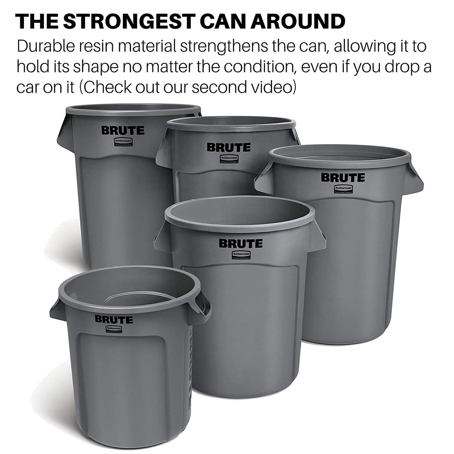 Rubbermaid Commercial Products Brute Heavy-Duty Round Trash/Garbage Can with Venting Channels - 44 Gallon - Gray (Pack of 2)