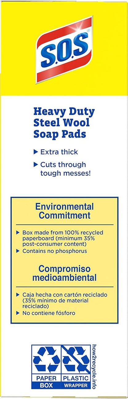 S.O.S.® Steel Wool Soap Pads, 2.4 x 3, Steel, 15 Pads/Box, 12 Boxes/Carton