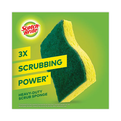Scotch-Brite® Heavy-Duty Scrub Sponge, 4.5 x 2.7, 0.6" Thick, Yellow/Green, 6/Pack