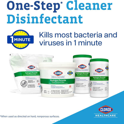 Clorox Healthcare Hydrogen Peroxide Cleaner Disinfectant Wipes, 6.75" x 9", 95 Count, Pack of 6