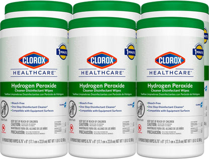 Clorox Healthcare Hydrogen Peroxide Cleaner Disinfectant Wipes, 6.75" x 9", 95 Count, Pack of 6